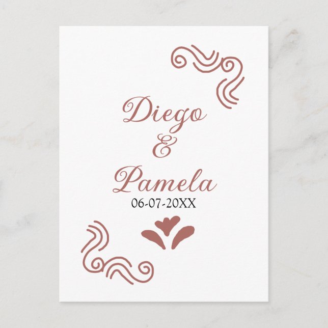 Terracotta schwarz rustikale spanisch Hochzeitspaa Postkarte (Vorderseite)