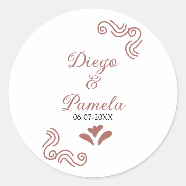 Terracotta schwarz rustikale spanisch Hochzeitspaa Runder Aufkleber (Vorderseite)