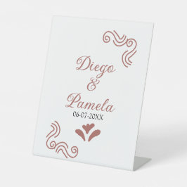 Terracotta schwarz rustikale spanisch Hochzeitspaa Sockelschild