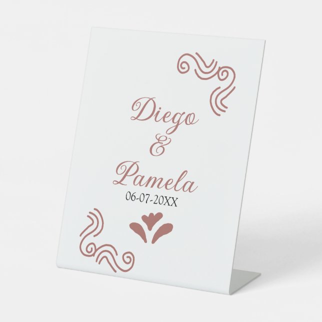 Terracotta schwarz rustikale spanisch Hochzeitspaa Sockelschild (Vorderseite)