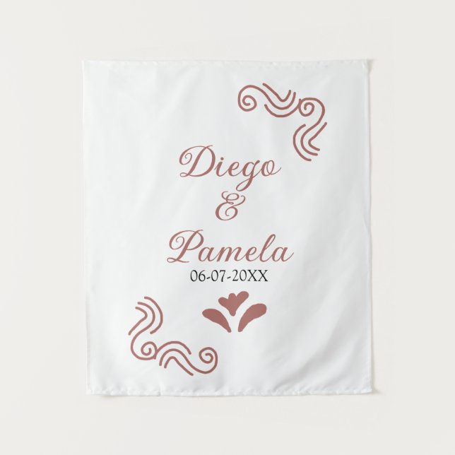 Terracotta schwarz rustikale spanisch Hochzeitspaa Wandteppich (Vorderseite)