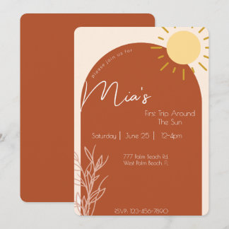 Terracotta Script 1. Reise um die Sonne Geburtstag Einladung