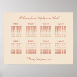 Terracotta Script 8 Table Wedding Poster