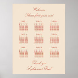 Terracotta Script 9 Table Wedding Poster