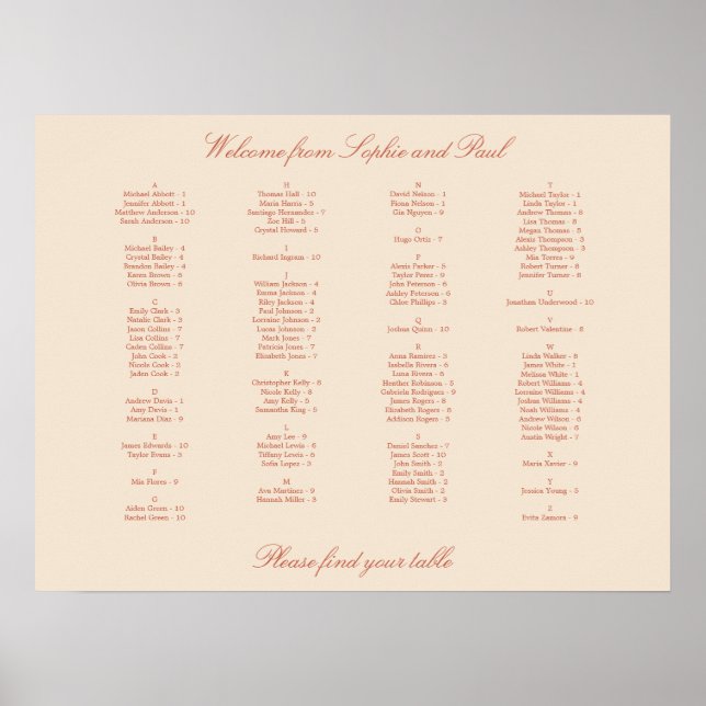 Terracotta Script Alphabetisches Plakat (Vorne)