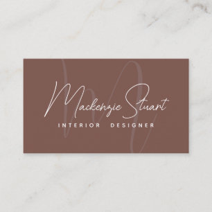 Terracotta Script QR Code Business Card Monogramm Visitenkarte