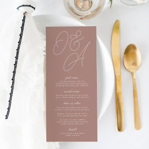 Terracotta Script Watermark Monogram Wedding Menükarte