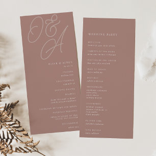 Terracotta   Script Watermark Monogram Wedding Programm