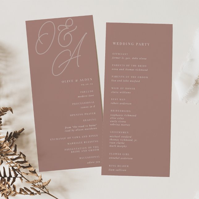 Terracotta | Script Watermark Monogram Wedding Programm (Von Creator hochgeladen)