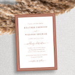Terracotta Script Wedding Einladung<br><div class="desc">Terracotta Script Hochzeitseinladung. Machen Sie Ihre Hochzeitseinladung so unvergesslich wie Ihr besonderer Tag mit diesem schicken und stilvollen Design. Dieses moderne, nur in Text gehaltene, minimalistische Design mit klassischer traditioneller Touch besticht durch ein handgeschriebenes Kalligrafieschrift mit einem klassischen Rahmen aus Terrakotta/gebrannt Orange. In der Simple Elegant Terracotta Border Wedding Suite...</div>