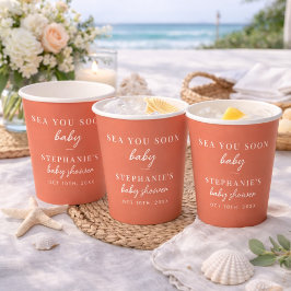 Terracotta Sea You Soon Baby Beach Baby Shower Pappbecher
