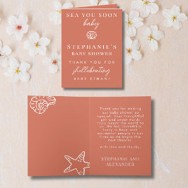 Terracotta Sea You Soon Baby Shower Thank You Dankeskarte