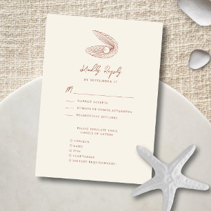 Terracotta Seashell Beach Hochzeit in Urlaubsort RSVP Karte