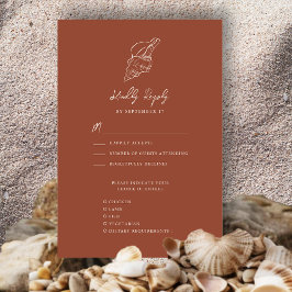 Terracotta Seashell Beach Hochzeit in Urlaubsort RSVP Karte