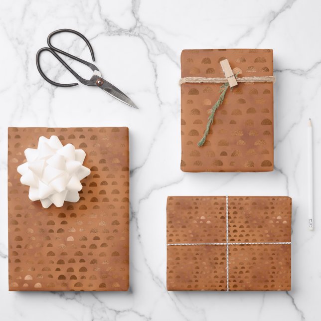 Terracotta Shimmer Geometric Geschenkpapier Set (Vorderseite)
