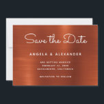 Terracotta Shimmer Ombre Wedding Save The Date<br><div class="desc">Minimalistische Hochzeiten sichern das Datum mit einem modernen monoline handgeschriebenen Kalligrafieschrift. Die Namen der Ehepaare und andere Informationen über Hochzeitsfeiern zeichnen sich durch einen modernen Schriftart-All-Caps-Schriftart-Stil aus. Ein dekorativer,  moderner digitaler Kunsthintergrund.</div>