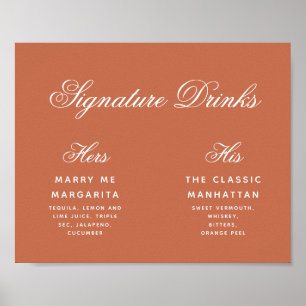 Terracotta Signature Drinks Script Wedding Signatu Poster
