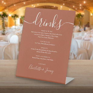 Terracotta Signature Script Wedding Drinks Menü Sockelschild