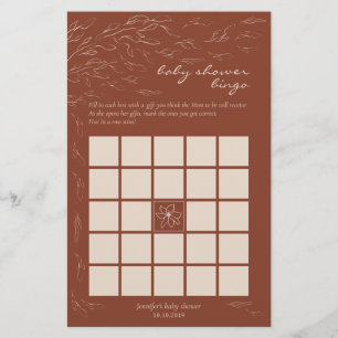 Terracotta Simple Baby Show Bingo Game