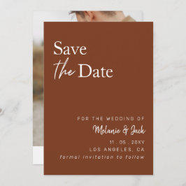 Terracotta Simple Calligraphy Foto Save the Date