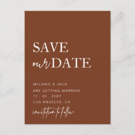 Terracotta Simple Calligraphy Save the Date Ankündigungspostkarte