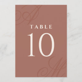 Terracotta Simple Elegant Monogram Table Numbers