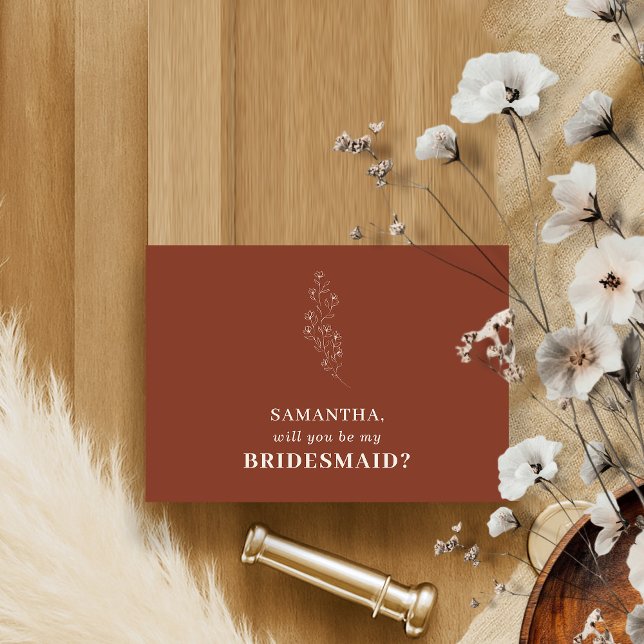 Terracotta Simple Floral Einladung (Von Creator hochgeladen)