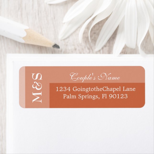 Terracotta Simple Modern Chic Script Wedding Label (Insitu)