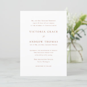 Terracotta Simple Typografy Formal Wedding Einladung