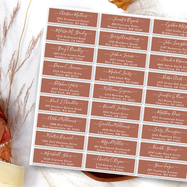 Terracotta Simple Wedding Guest Address Labels (Von Creator hochgeladen)