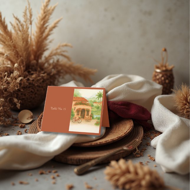 Terracotta Spanish Hacienda Zielkarte Dankeskarte (Von Creator hochgeladen)