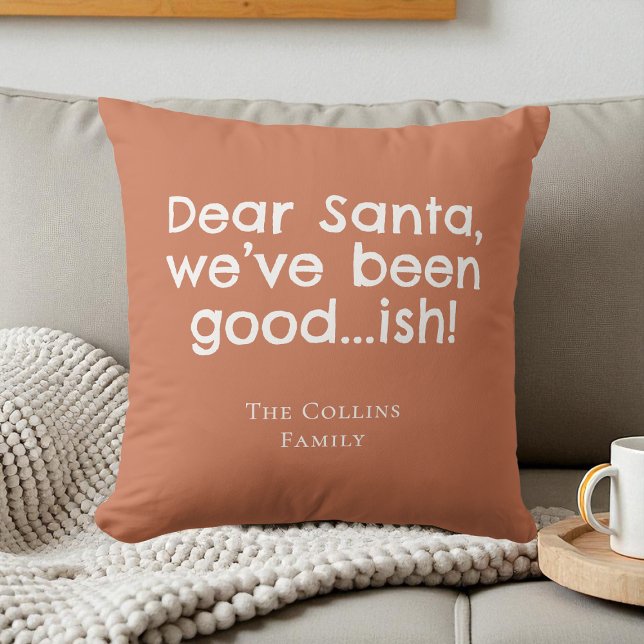 Terracotta Spaß Sehr geehrte Damen und Herren Kissen (Terracotta Humor Dear Santa Quote Funny Christmas Throw Pillow)
