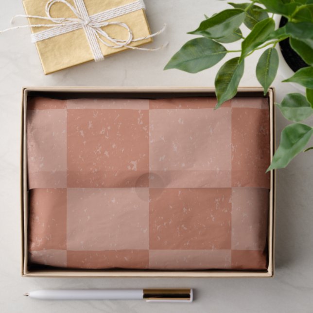 Terracotta Squares bedrückte alte Druckweise Seidenpapier (Geschenk)