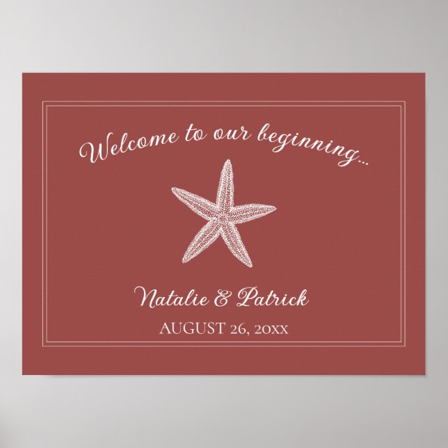 Terracotta Starfish Wedding Welcome Poster (Vorne)