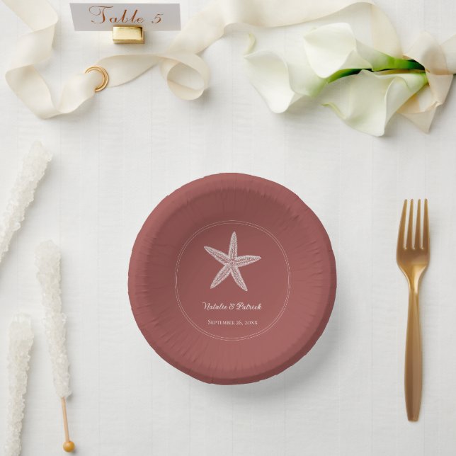 Terracotta Starfish Wedgepaper Bowls Pappteller (Hochzeit)