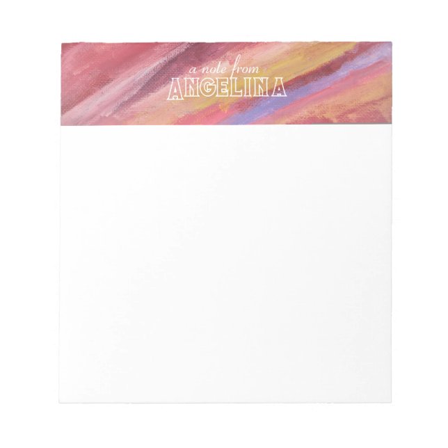 Terracotta-Streifen mit Aquarellfarbe, weiß Notizblock (Vorderseite)