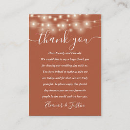 Terracotta String Lights Wedding Danke Place Platzkarte