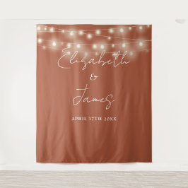 Terracotta String Lights Wedding Foto Background Wandteppich