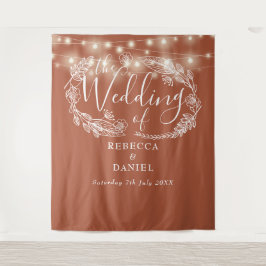 Terracotta String Lights Wedding Foto Background Wandteppich