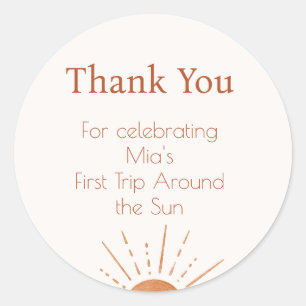 Terracotta Sun erste Reise durch die Gegend Danke  Runder Aufkleber