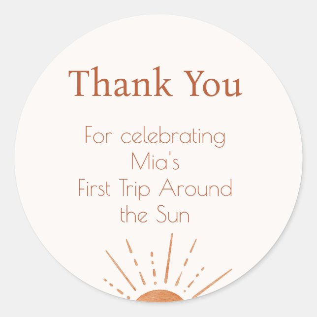 Terracotta Sun erste Reise durch die Gegend Danke  Runder Aufkleber (Vorderseite)