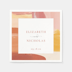 Terracotta Sunrise Monogram Wedding Napkins Serviette