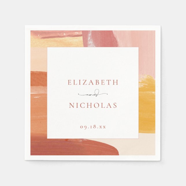 Terracotta Sunrise | Monogram Wedding Napkins Serviette (Vorderseite)