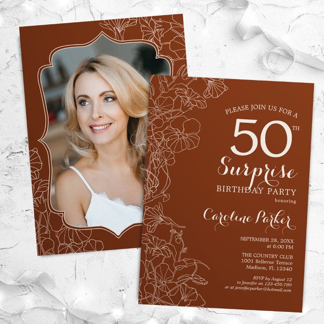 Terracotta Surprise Foto 50. Geburtstag Einladung (Von Creator hochgeladen)