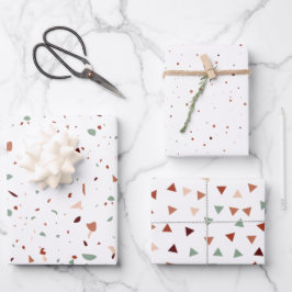 Terracotta Terrazzo Dreiecke & Punkte Moderne Geschenkpapier Set
