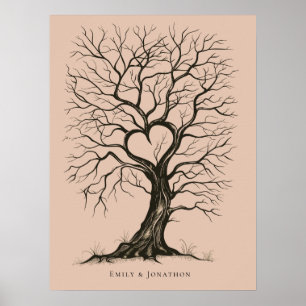 Terracotta ThumbPrint Tree Wedding Gästebuch