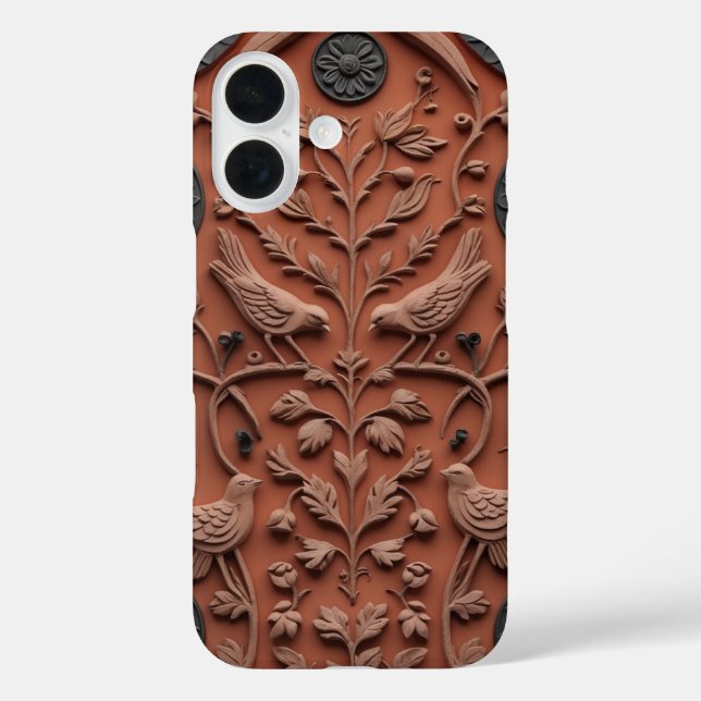 Terracotta Tile Folk Art iPhone 15 Pro Case - Indi (Rückseite)