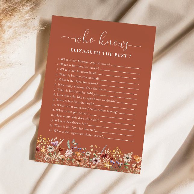 Terracotta Tiny Wildblume Brautparty Game (Von Creator hochgeladen)