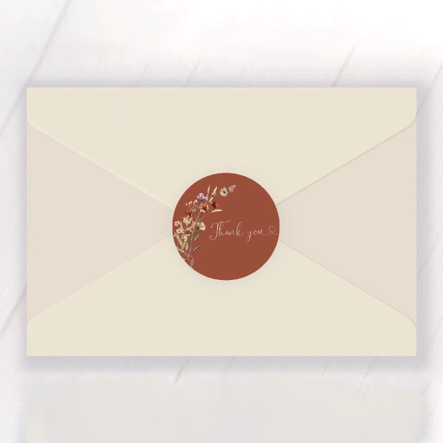 Terracotta Tiny Wildblume Brautparty Runder Aufkleber (Von Creator hochgeladen)