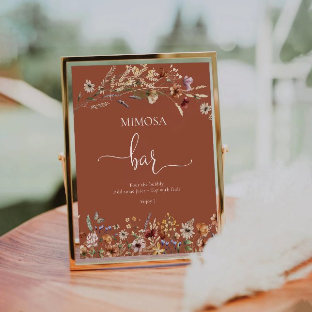 Terracotta Tiny Wildblume Gold Mimosa Bar Sign Sockelschild (Von Creator hochgeladen)
